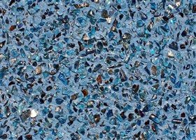 Blue washed plaster with blue glass exposed aggregate