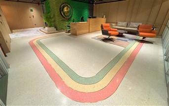 crackfree epoxy terrazzo flooring work by freeform at Zen Design Studio, Surat