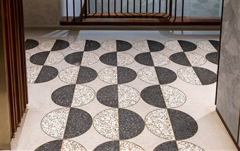freeform terrazzo floor casted on site