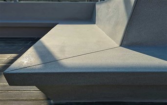 freeform terrazzo benches at Leonardo Resturant